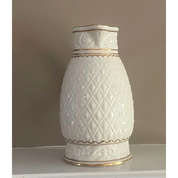 Vintage Ivory, Gold Trim, Porcelain Tall Creamer / Pitcher, Diamond Textured - Picture 4 of 13